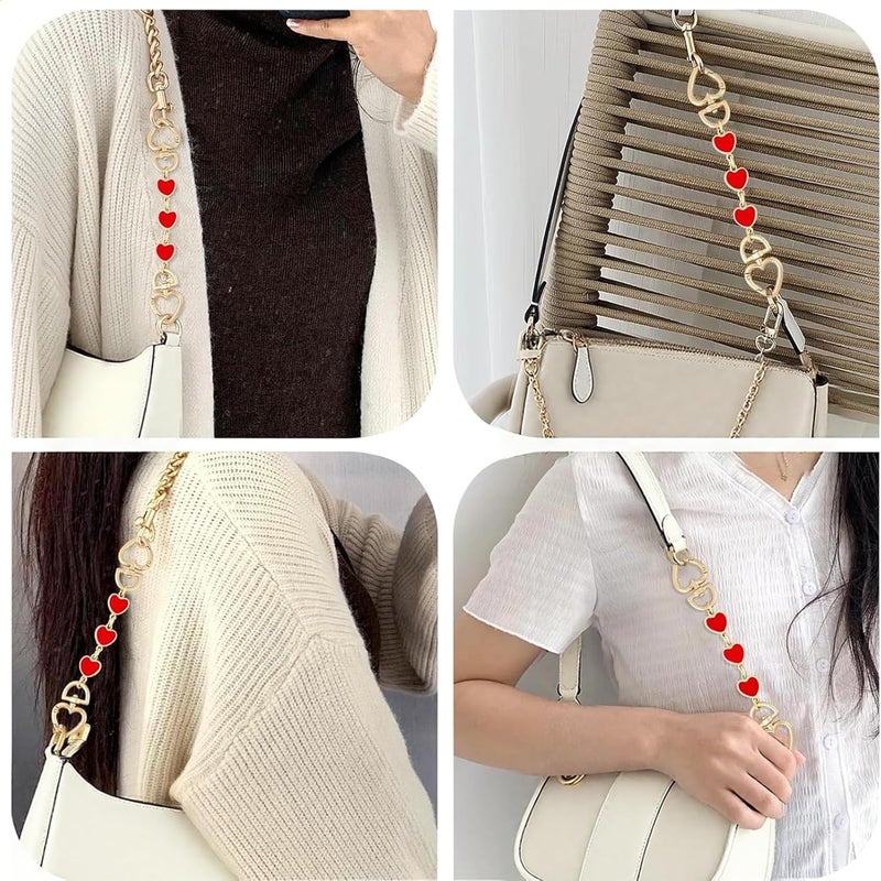 Tmtains 2Pcs Purse Extender Chain Gold Bag Extender Chain Hearts Purse Strap Extender Red Purse Strap Replacement Purse Accessories Bag Charms for Handbags Cross Body Bag DIY Purse Making Supplies - Image 4
